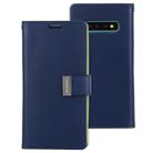 GOOSPERY RICH DIARY PU + TPU Crazy Horse Texture Horizontal Flip Leather Case for Galaxy S10, with Card Slots & Wallet & Photo frame (Blue) - 1
