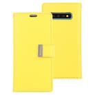 GOOSPERY RICH DIARY PU + TPU Crazy Horse Texture Horizontal Flip Leather Case for Galaxy S10, with Card Slots & Wallet & Photo frame (Yellow) - 1