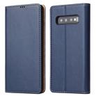 Horizontal Flip PU Leather Case for Galaxy S10+, with Holder & Card Slot & Wallet(Blue) - 1