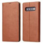 Horizontal Flip PU Leather Case for Galaxy S10+, with Holder & Card Slot & Wallet(Brown) - 1