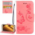 For Galaxy A3 (2017) / A320 Butterflies Embossing Horizontal Flip Leather Case with Holder & Card Slots & Wallet & Lanyard (Pink) - 1
