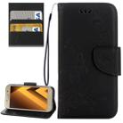 For Galaxy A5 (2017) / A520 Butterflies Embossing Horizontal Flip Leather Case with Holder & Card Slots & Wallet & Lanyard (Black) - 1