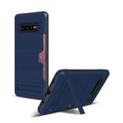 TPU + PC Brushed Texture Protective Back Cover Case for Galaxy S10+,with Card Slot & Holder(Blue) - 1