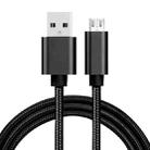 2m 3A Woven Style Metal Head Micro USB to USB Data / Charger Cable(Black) - 1