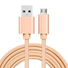 2m 3A Woven Style Metal Head Micro USB to USB Data / Charger Cable(Gold) - 1