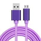 2m 3A Woven Style Metal Head Micro USB to USB Data / Charger Cable(Purple) - 1