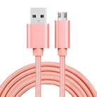 2m 3A Woven Style Metal Head Micro USB to USB Data / Charger Cable(Rose Gold) - 1