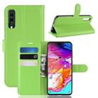Litchi Texture Horizontal Flip Leather Case for Galaxy A70, with Wallet & Holder & Card Slots (Green) - 1