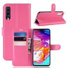 Litchi Texture Horizontal Flip Leather Case for Galaxy A70, with Wallet & Holder & Card Slots (Rose Red) - 1