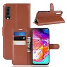 Litchi Texture Horizontal Flip Leather Case for Galaxy A70, with Wallet & Holder & Card Slots (Brown) - 1