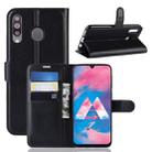 Litchi Texture Horizontal Flip Leather Case for Galaxy M30, with Wallet & Holder & Card Slots (Black) - 1