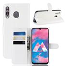 Litchi Texture Horizontal Flip Leather Case for Galaxy M30, with Wallet & Holder & Card Slots (White) - 1