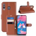 Litchi Texture Horizontal Flip Leather Case for Galaxy M30, with Wallet & Holder & Card Slots (Brown) - 1