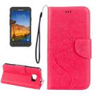 For Galaxy S7 Active Pressed Flowers Butterfly Pattern Horizontal Flip Leather Case with Holder & Card Slots & Wallet & Lanyard(Magenta) - 1