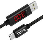 TOPK 1m 3A Max USB to USB-C / Type-C Nylon Braided Fast Charging Sync Data Cable, with Output Display(Black) - 1