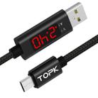 TOPK 1m 2.4A Max USB to Micro USB Nylon Braided Fast Charging Sync Data Cable, with Output Display(Black) - 1