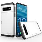Shockproof Rugged Armor Protective Case for Galaxy S10+, with Card Slot (White) - 2