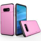 Shockproof Rugged Armor Protective Case for Galaxy S10e, with Card Slot(Pink) - 1