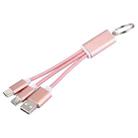 2 in 1 Weave Style Metal Head Micro USB + Micro USB to USB 2.0 Data Sync Charging Adapter Cable with Key Chain for Samsung, Xiaomi, Meizu, Nokia, Google and other Devices with Micro USB Port (Rose Gold) - 1