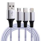 2A 1.2m 3 in 1 USB to 8 Pin & USB-C / Type-C & Micro USB Nylon Weave Charging Cable - 1