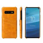 Fierre Shann Retro Oil Wax Texture PU Leather Case for Galaxy S10, with Card Slots (Yellow) - 1