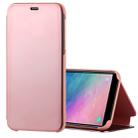 Electroplating Mirror Horizontal Flip Leather Case for Galaxy A6 (2018) , with Holder(Rose Gold) - 1