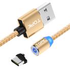 TOPK AM23 1m 2.4A Max USB to USB-C / Type-C Nylon Braided Magnetic Charging Cable with LED Indicator(Gold) - 1