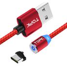 TOPK AM23 1m 2.4A Max USB to USB-C / Type-C Nylon Braided Magnetic Charging Cable with LED Indicator(Red) - 1