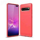 Brushed Texture Carbon Fiber TPU Case for Galaxy S10 5G (Red) - 1