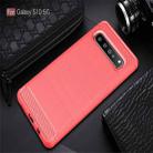 Brushed Texture Carbon Fiber TPU Case for Galaxy S10 5G (Red) - 2
