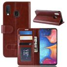 R64 Texture Single Fold Horizontal Flip Leather Case for Galaxy A20e, with Holder & Card Slots & Wallet (Brown) - 1