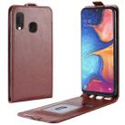 R64 Texture Vertical Flip Leather Case for Galaxy A20e , with Card Slots & Photo Frame (Brown) - 1