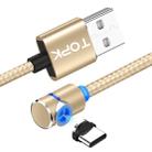 TOPK AM30 2m 2.4A Max USB to USB-C / Type-C 90 Degree Elbow Magnetic Charging Cable with LED Indicator(Gold) - 1