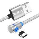 TOPK AM30 2m 2.4A Max USB to USB-C / Type-C 90 Degree Elbow Magnetic Charging Cable with LED Indicator(Silver) - 1