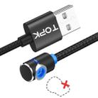 TOPK AM30 1m 2.4A Max USB to 90 Degree Elbow Magnetic Charging Cable with LED Indicator, No Plug(Black) - 1