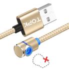 TOPK AM30 1m 2.4A Max USB to 90 Degree Elbow Magnetic Charging Cable with LED Indicator, No Plug(Gold) - 1