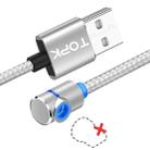 TOPK AM30 1m 2.4A Max USB to 90 Degree Elbow Magnetic Charging Cable with LED Indicator, No Plug(Silver) - 1