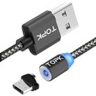 TOPK 1m 2.1A Output USB to Micro USB Mesh Braided Magnetic Charging Cable with LED Indicator(Grey) - 1