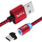 TOPK 1m 2.1A Output USB to Micro USB Mesh Braided Magnetic Charging Cable with LED Indicator(Red) - 1