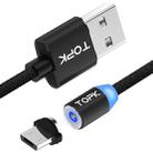 TOPK 2m 2.1A Output USB to Micro USB Mesh Braided Magnetic Charging Cable with LED Indicator(Black) - 1