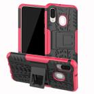 Shockproof  PC + TPU Tire Pattern Case for Galaxy A40, with Holder (Pink) - 1