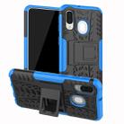 Shockproof  PC + TPU Tire Pattern Case for Galaxy A40, with Holder (Blue) - 1