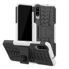 Shockproof  PC + TPU Tire Pattern Case for Galaxy A70, with Holder (White) - 1