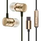 YX-022 1.2m Wired In Ear USB-C / Type-C Interface Metal Stereo Earphones with Mic (Gold) - 1