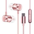 YX-022 1.2m Wired In Ear USB-C / Type-C Interface Metal Stereo Earphones with Mic (Rose Gold) - 1