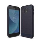 For Galaxy J330 / J3 Pro (EU Version) Brushed Texture Carbon Fiber Shockproof TPU Rugged Armor Protective Case(Navy Blue) - 1