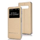 Horizontal Flip Leather Case for Galaxy S10, with Holder & Call Display ID (Gold) - 1