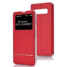 Horizontal Flip Leather Case for Galaxy S10, with Holder & Call Display ID (Red) - 1