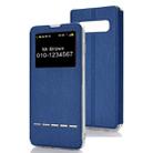 Horizontal Flip Leather Case for Galaxy S10+, with Holder & Call Display ID (Blue) - 1