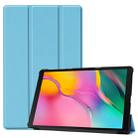Custer Texture Horizontal Flip PU Leather Case for Galaxy Tab A 10.1 2019 (T515 / T510), with Three-folding Holder & Sleep / Wake-up Function (Sky Blue) - 1